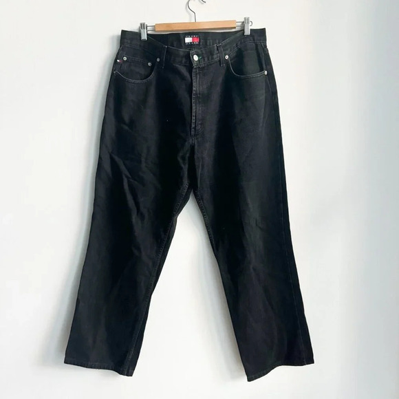 Vintage Tommy Hilfige Balck Wash Relaxed Fit Jeans 38x34 - Picture 2 of 6